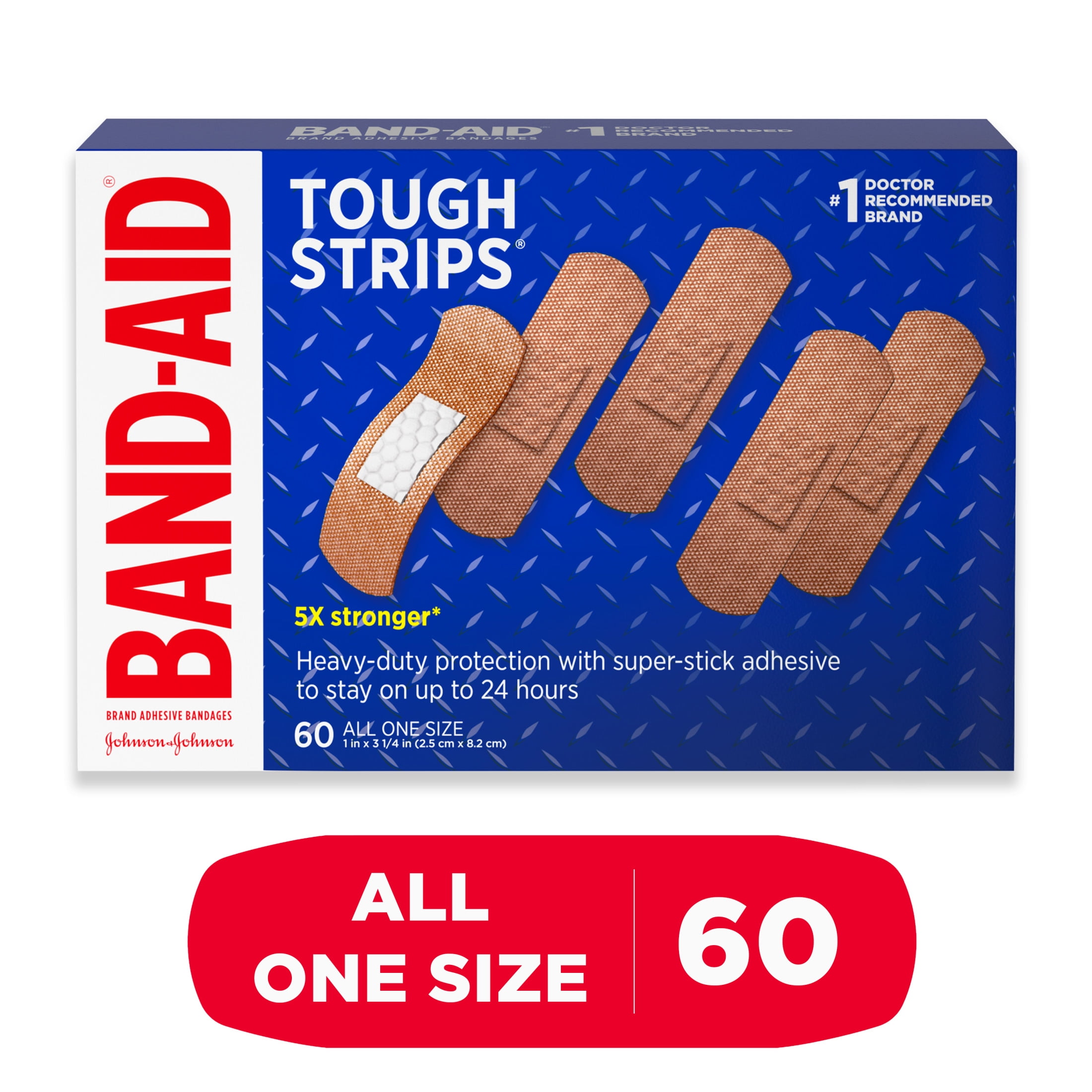 BAND-AID BRAND TOUGH STRIPS ADHESIVE BANDAGE 60 COUNT ALL ONE SIZE