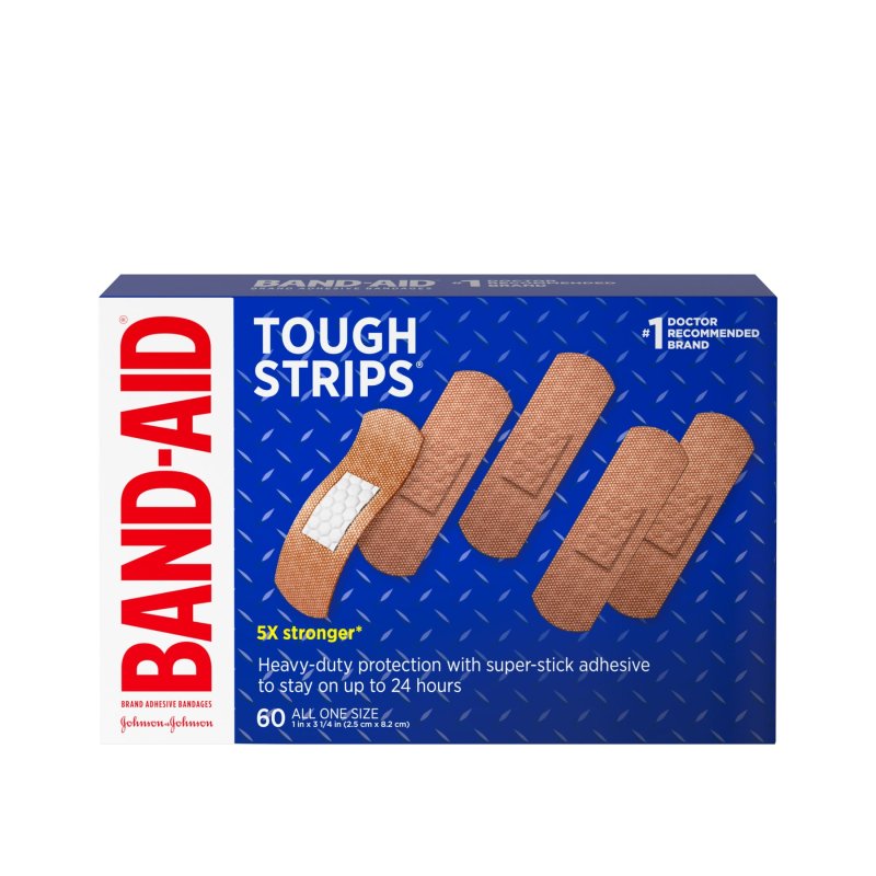 BAND-AID BRAND TOUGH STRIPS ADHESIVE BANDAGE 60 COUNT ALL ONE SIZE
