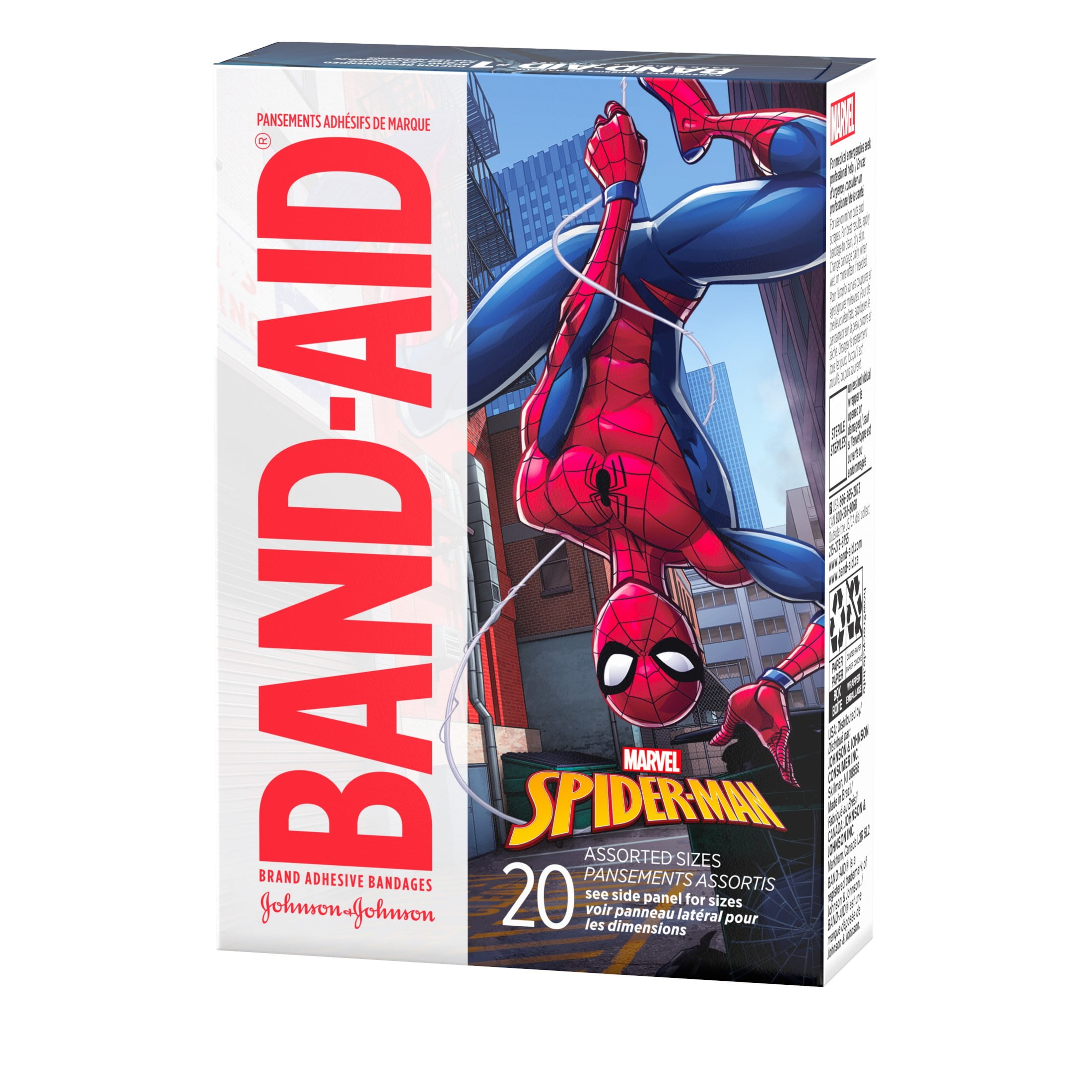 BAND-AID MARVEL SPIDERMAN BAND-AID ADHESIVE BANDAGES ASSORTED SIZES 20 CT