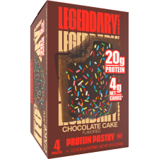 LEGENDARY FOODS PROTEIN PASTRY CHOCOLATE CAKE 4 PACK PROTEIN SNACK GLUTEN-FREE KETO FRIENDLY