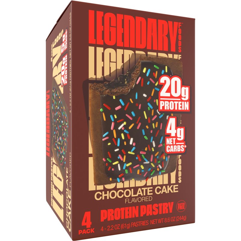 LEGENDARY FOODS PROTEIN PASTRY CHOCOLATE CAKE 4 PACK PROTEIN SNACK GLUTEN-FREE KETO FRIENDLY