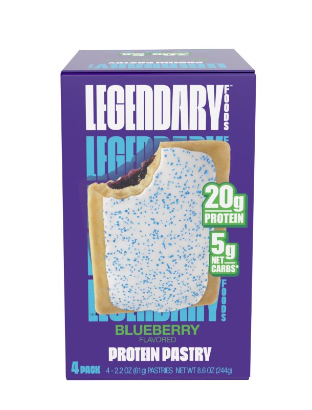 LEGENDARY FOODS BLUEBERRY PROTEIN PASTRY 4 PACK - GLUTEN-FREE KETO SNACK