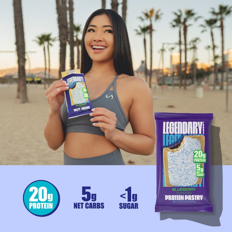 LEGENDARY FOODS BLUEBERRY PROTEIN PASTRY 4 PACK - GLUTEN-FREE KETO SNACK
