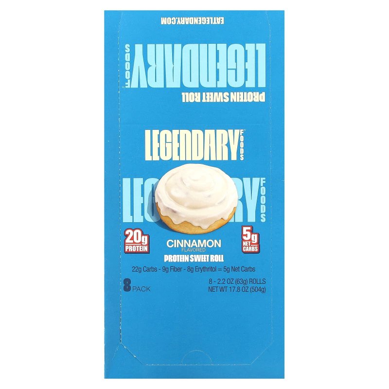 LEGENDARY FOODS PROTEIN SWEET ROLL CINNAMON - 8 PACK PACK OF 3 FOR DELICIOUS SNACKING