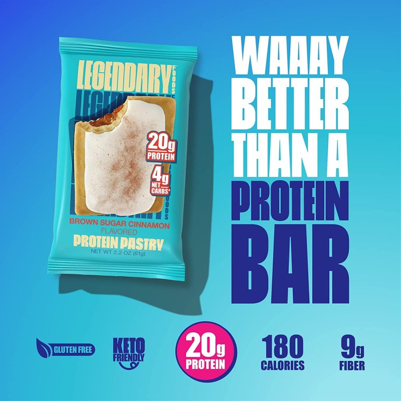 LEGENDARY CINNAMON PROTEIN PASTY LOW CARB SNACK PACK TO GO 8 CT