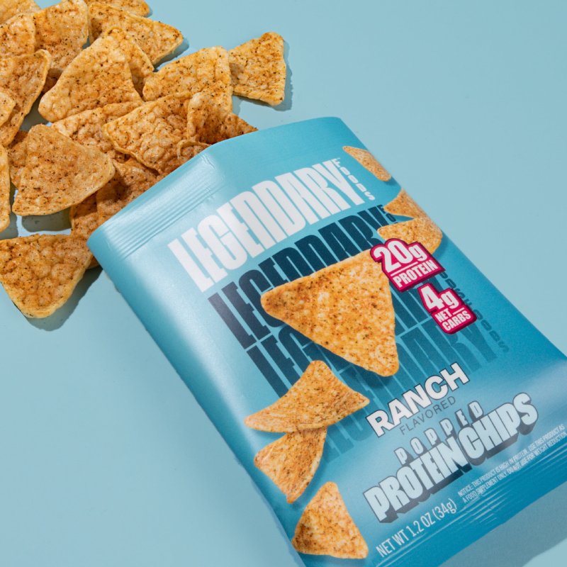 LEGENDARY FOODS POPPED PROTEIN CHIPS RANCH 4 PACK PROTEIN SNACK GLUTEN-FREE KETO FRIENDLY