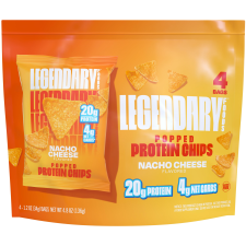 LEGENDARY FOODS POPPED PROTEIN CHIPS NACHO CHEESE 4 PACK PROTEIN SNACK