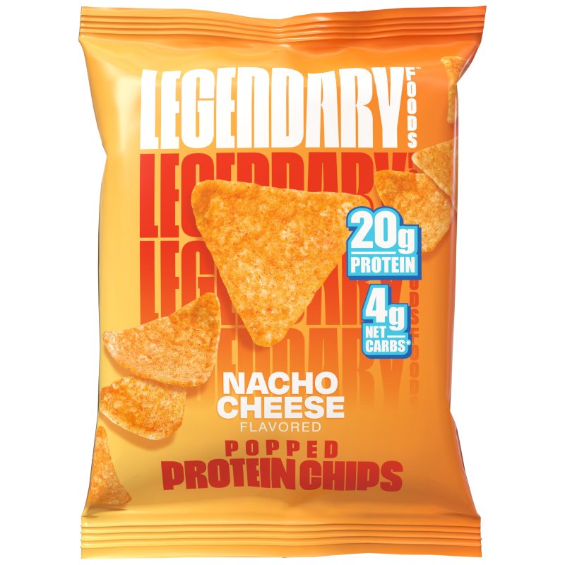 LEGENDARY FOODS POPPED PROTEIN CHIPS NACHO CHEESE 4 PACK PROTEIN SNACK