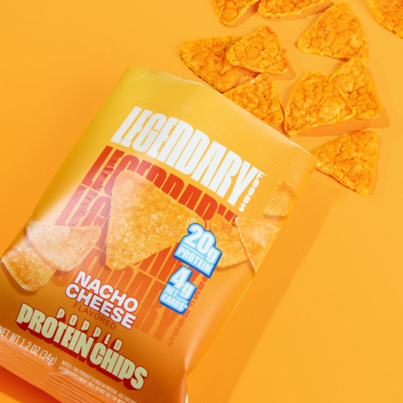 LEGENDARY FOODS POPPED PROTEIN CHIPS NACHO CHEESE 4 PACK PROTEIN SNACK