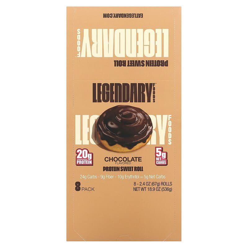 LEGENDARY FOODS PROTEIN SWEET ROLL CHOCOLATE 8 PACK 2.4 OZ 67 G