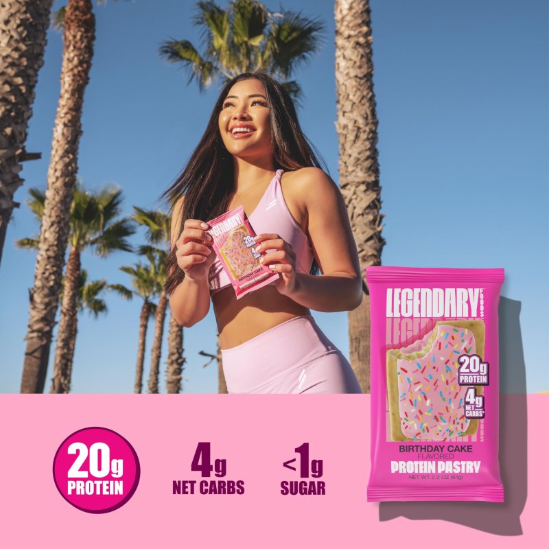 LEGENDARY FOODS 20G PROTEIN HYZ01 PASTRY LOW TASTY BAR ALTERNATIVE KETO FRIENDLY NO SUGAR HIGH BREAKFAST SNACKS
