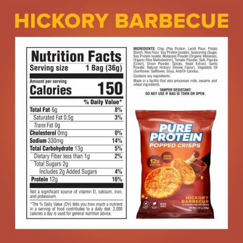 PURE PROTEIN BBQ POPPED CRISPS FOR HEALTHY SNACKING 2X