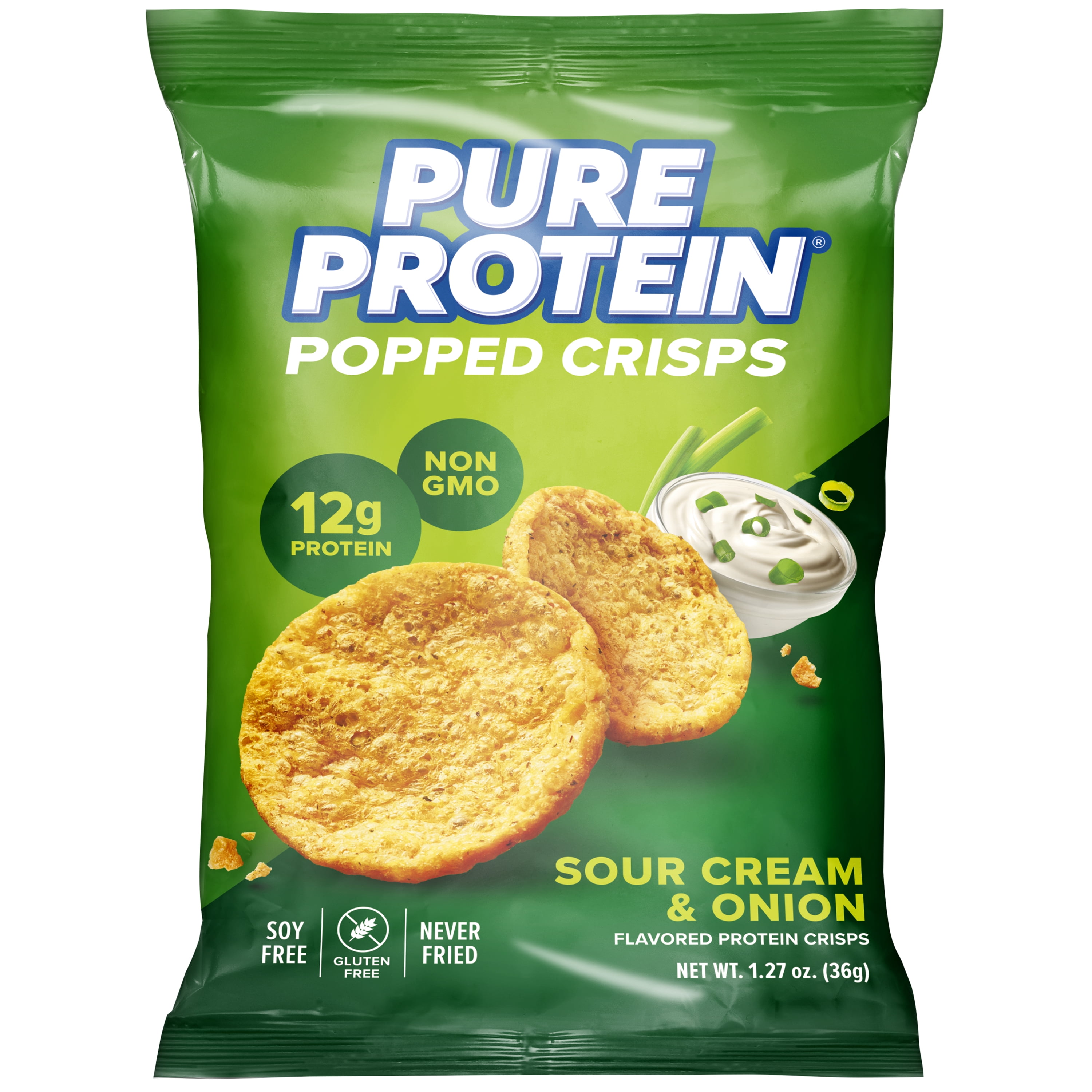 PURE PROTEIN SOUR CREAM ONION POPPED CRISPS CHIPS 8 COUNT