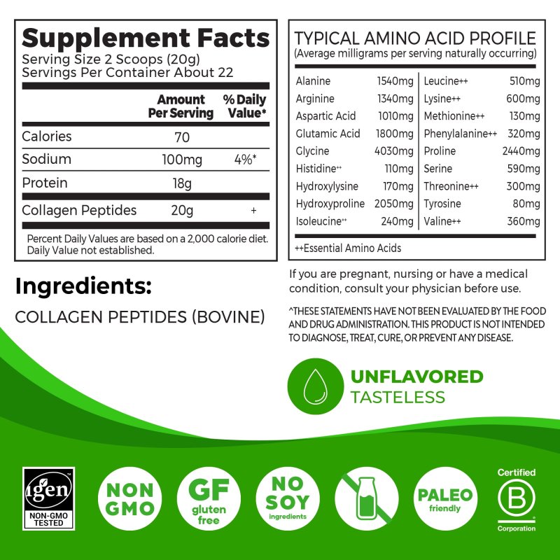 ORGAIN GRASS FED 20G COLLAGEN PEPTIDES POWDER UNFLAVORED 1LB