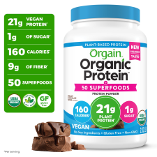 ORGAIN ORGANIC VEGAN PROTEIN SHAKE POWDER CHOCOLATE 2.02LB WITH 50 SUPERFOODS - PLANT BASED AMPLE NUTRITION