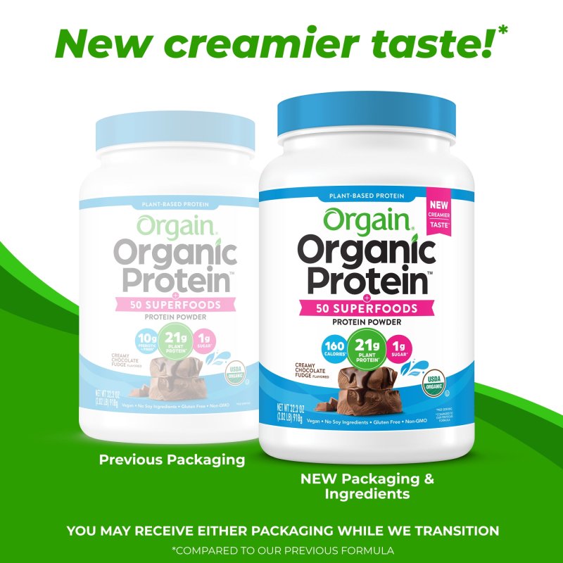 ORGAIN ORGANIC VEGAN PROTEIN SHAKE POWDER CHOCOLATE 2.02LB WITH 50 SUPERFOODS - PLANT BASED AMPLE NUTRITION