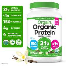 ORGAIN ORGANIC VEGAN PROTEIN POWDER VANILLA BEAN 2.03LB PLANT BASED SHAKE DRINK - 21G PROTEIN
