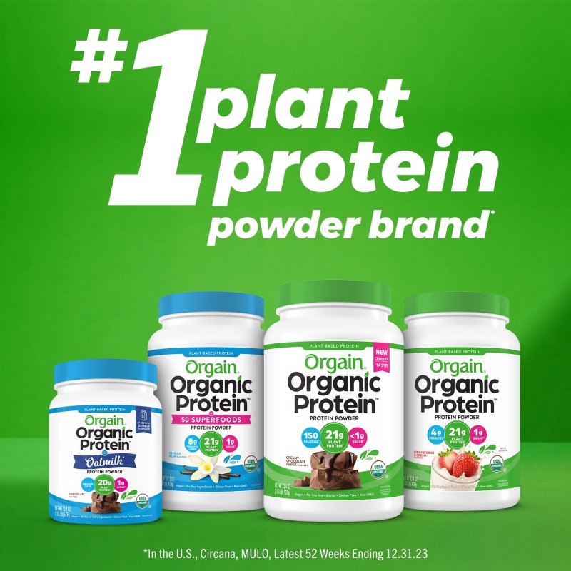 ORGAIN ORGANIC VEGAN PROTEIN POWDER VANILLA BEAN 2.03LB PLANT BASED SHAKE DRINK - 21G PROTEIN