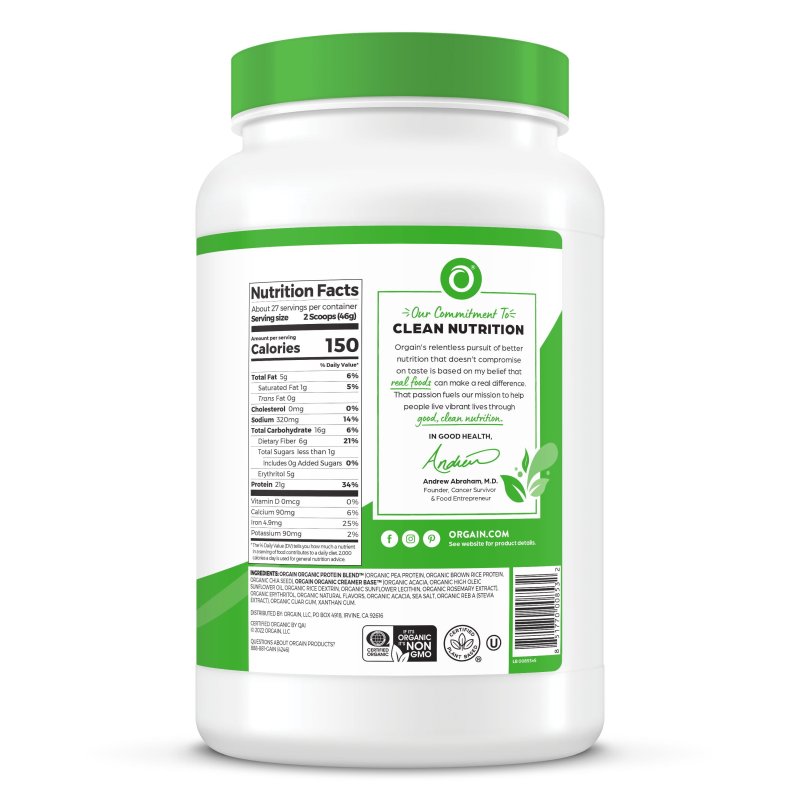 ORGAIN ORGANIC VEGAN PROTEIN POWDER PLANT BASED VANILLA BEAN 2.7LB
