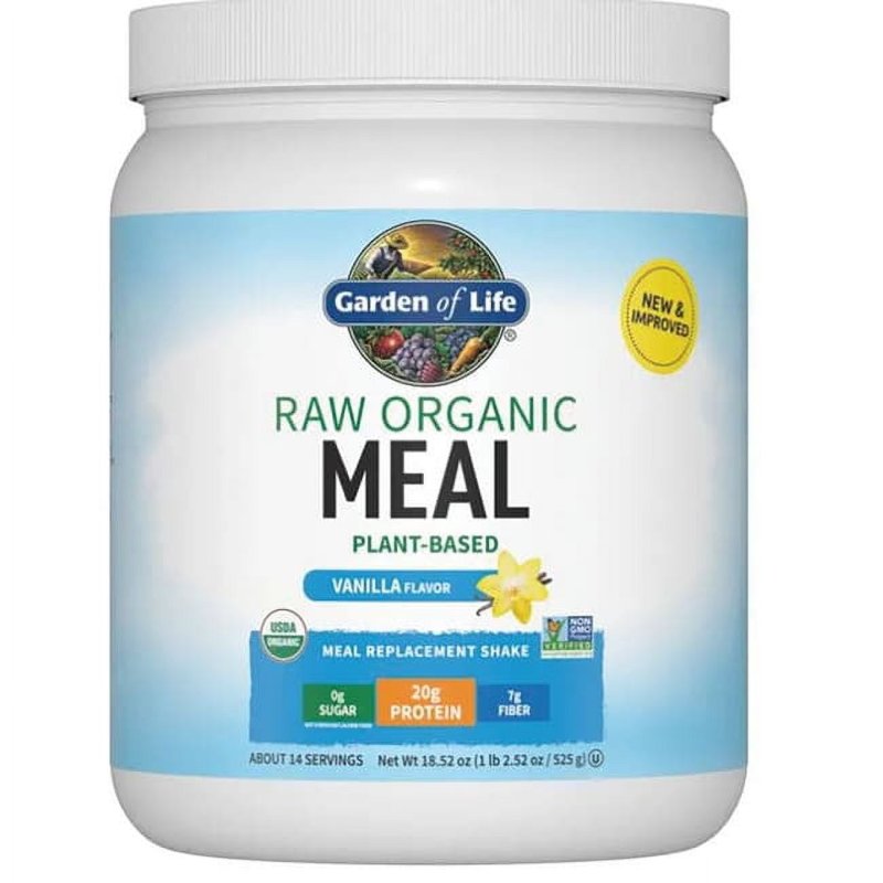 GARDEN OF LIFE RAW MEAL ORGANIC VANILLA SHAKE & MEAL REPLACEMENT 17.1 OZ.