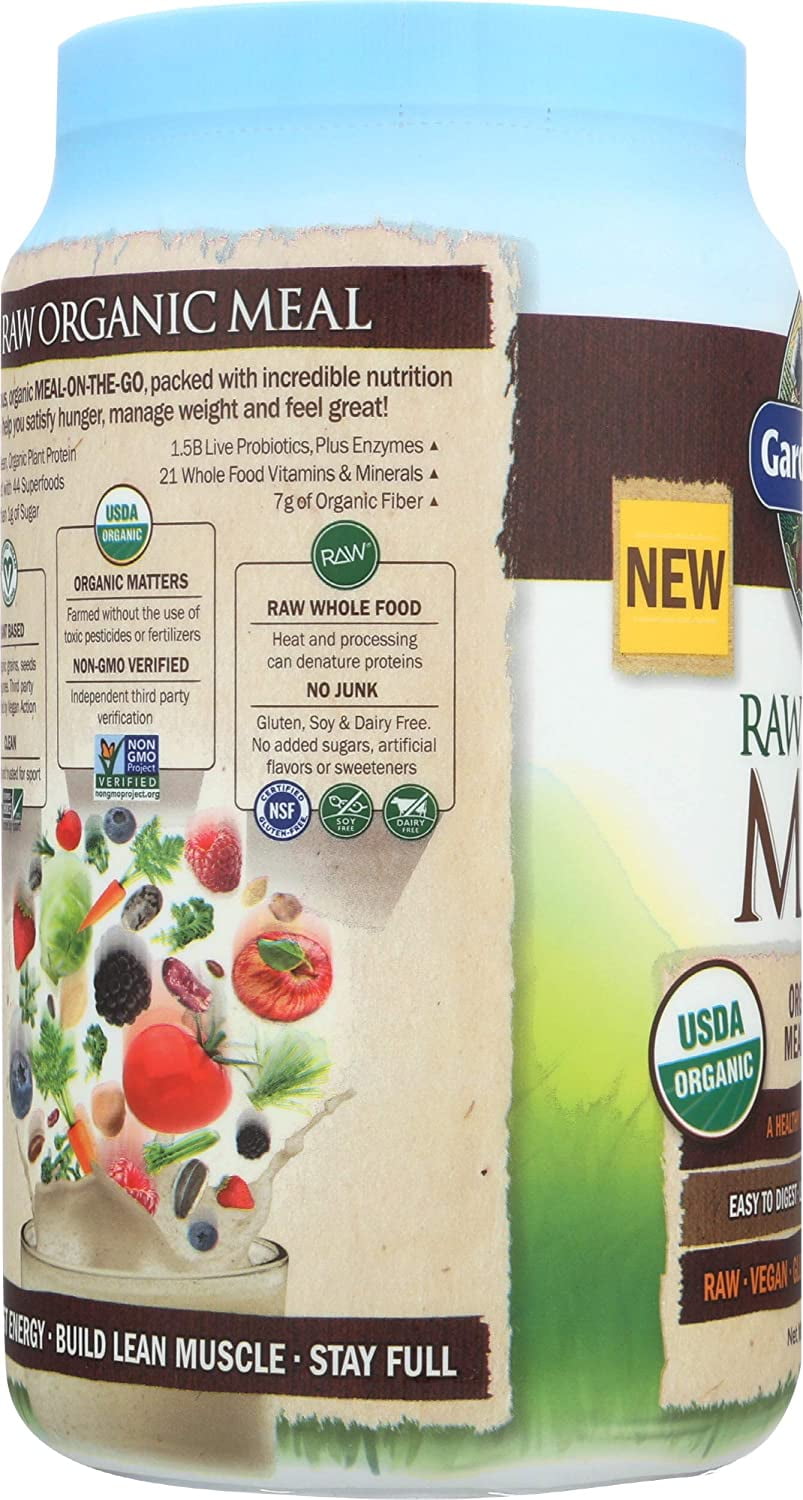 GARDEN OF LIFE RAW ORGANIC CHOCOLATE MEAL REPLACEMENT SHAKE POWDER 2.2LB 35.9OZ 20G PROTEIN"