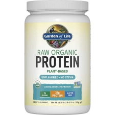 GARDEN OF LIFE RAW ORGANIC PROTEIN POWDER UNFLAVORED 1.2LB 22G PROTEIN 19.8OZ