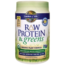 GARDEN OF LIFE RAW VANILLA PROTEIN AND GREENS POWDER 20G PROTEIN 1.2LB 19.3OZ