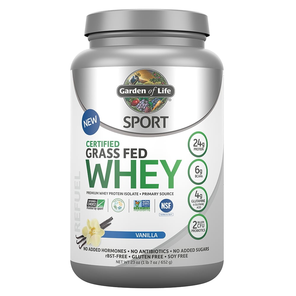 GARDEN OF LIFE GRASS FED WHEY PROTEIN POWDER VANILLA 1.43 LBS