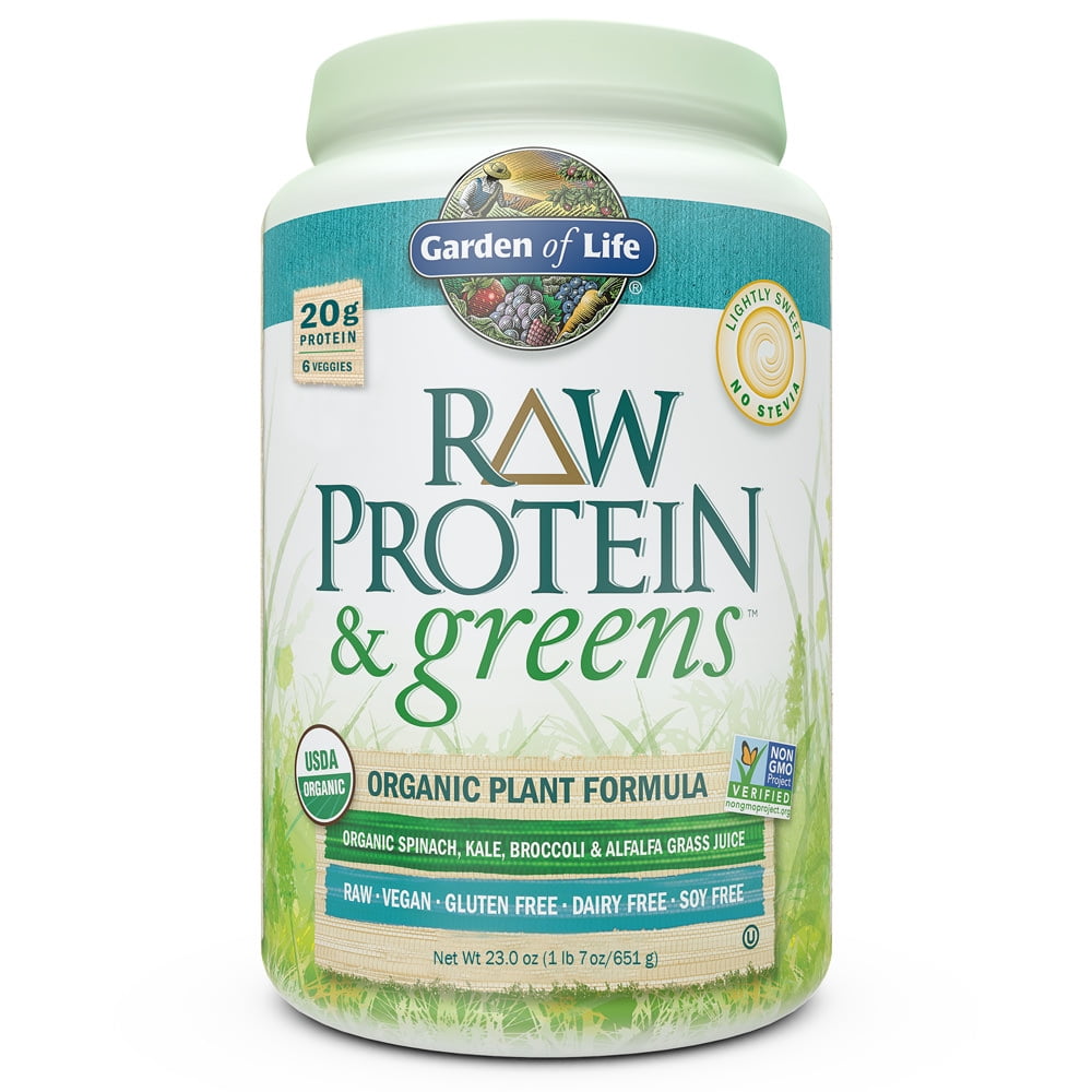 GARDEN OF LIFE RAW PROTEIN GREENS POWDER LIGHTLY SWEET 20G PROTEIN 1.4LB 23.0OZ"