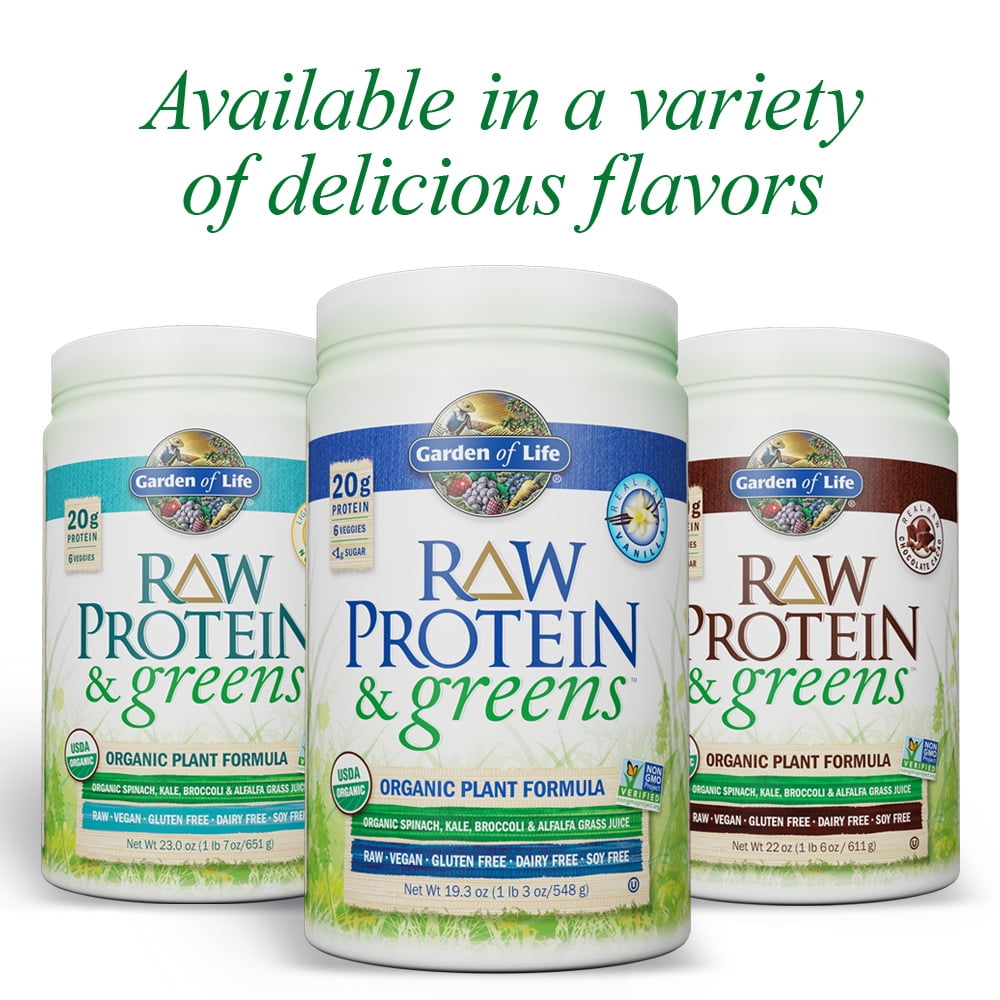 GARDEN OF LIFE RAW PROTEIN GREENS POWDER LIGHTLY SWEET 20G PROTEIN 1.4LB 23.0OZ"