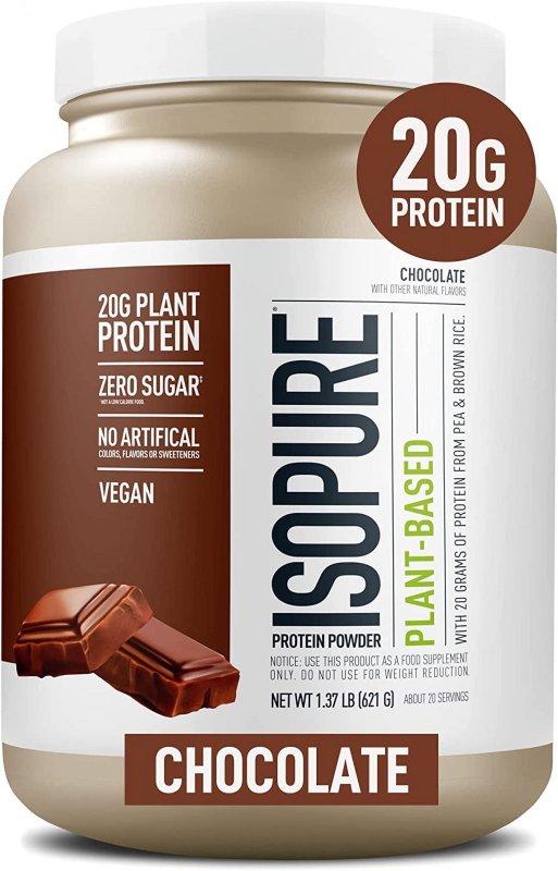 ISOPURE PLANT BASED PEA & BROWN RICE PROTEIN POWDER CHOCOLATE 1.37 LBS