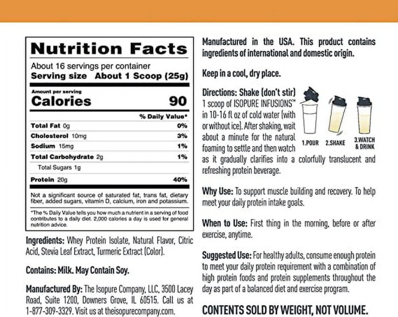 ISOPURE INFUSIONS 100% WHEY PROTEIN ISOLATE 20G POWDER CITRUS LEMONADE 1.98LB 36 SERVINGS