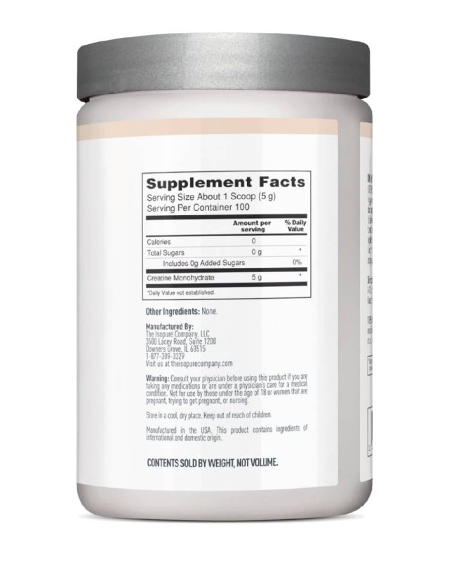 ISOPURE CREATINE MONOHYDRATE UNFLAVORED 1.1 LB FOR ENHANCED PERFORMANCE AND MUSCLE GROWTH