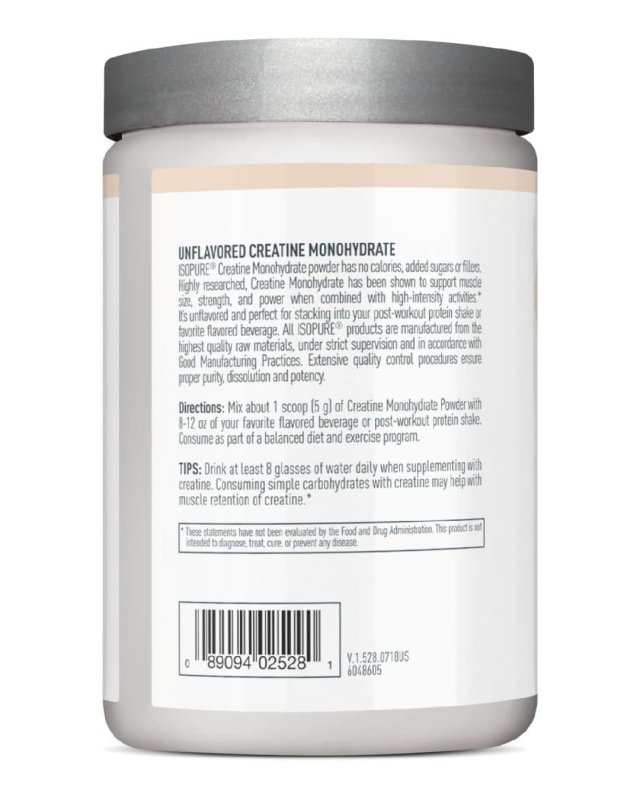 ISOPURE CREATINE MONOHYDRATE UNFLAVORED 1.1 LB FOR ENHANCED PERFORMANCE AND MUSCLE GROWTH