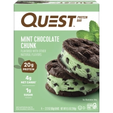 QUEST PROTEIN BAR LOW CARB GLUTEN FREE MINT CHOCOLATE CHUNK 20G PROTEIN 4 COUNT
