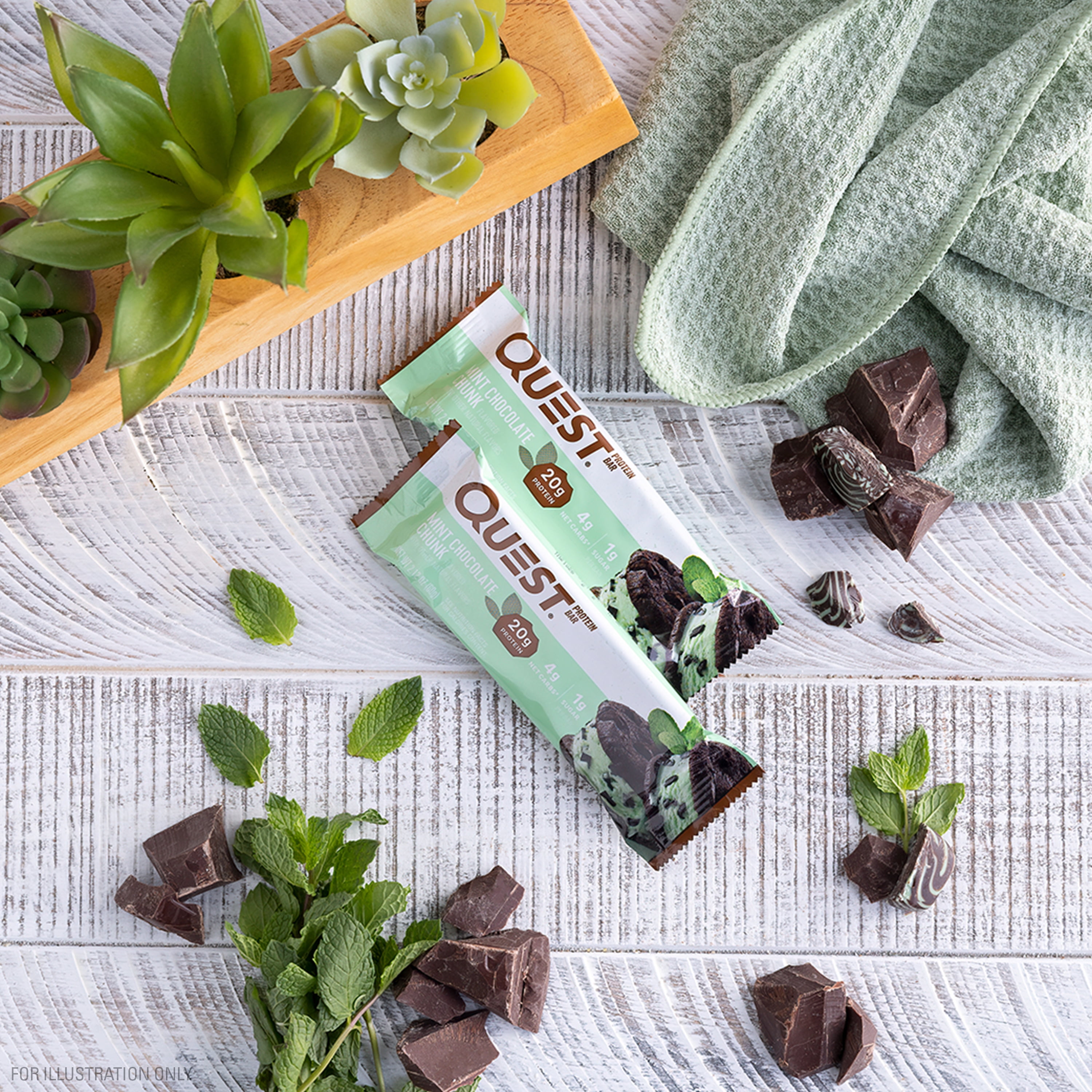 QUEST PROTEIN BAR LOW CARB GLUTEN FREE MINT CHOCOLATE CHUNK 20G PROTEIN 4 COUNT