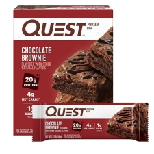 QUEST NUTRITION CHOCOLATE BROWNIE PROTEIN BARS 20G PROTEIN 4G NET CARBS 1G SUGAR GLUTEN FREE KETO FRIENDLY 4 COUNT
