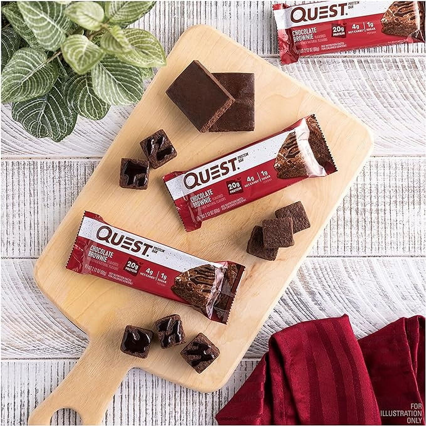 QUEST NUTRITION CHOCOLATE BROWNIE PROTEIN BARS 20G PROTEIN 4G NET CARBS 1G SUGAR GLUTEN FREE KETO FRIENDLY 4 COUNT