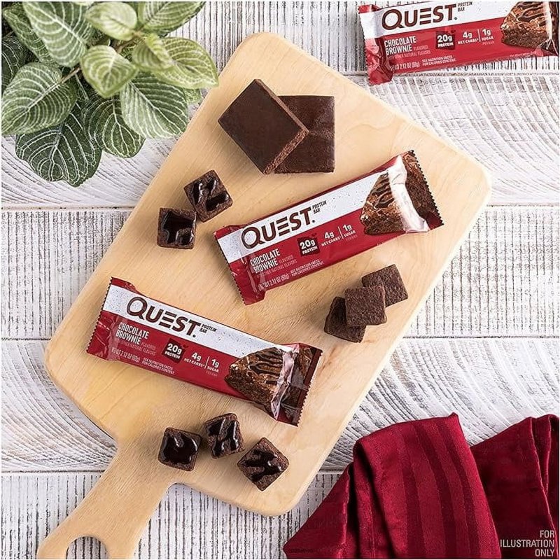 QUEST NUTRITION CHOCOLATE BROWNIE PROTEIN BARS 20G PROTEIN 4G NET CARBS 1G SUGAR GLUTEN FREE KETO FRIENDLY 4 COUNT