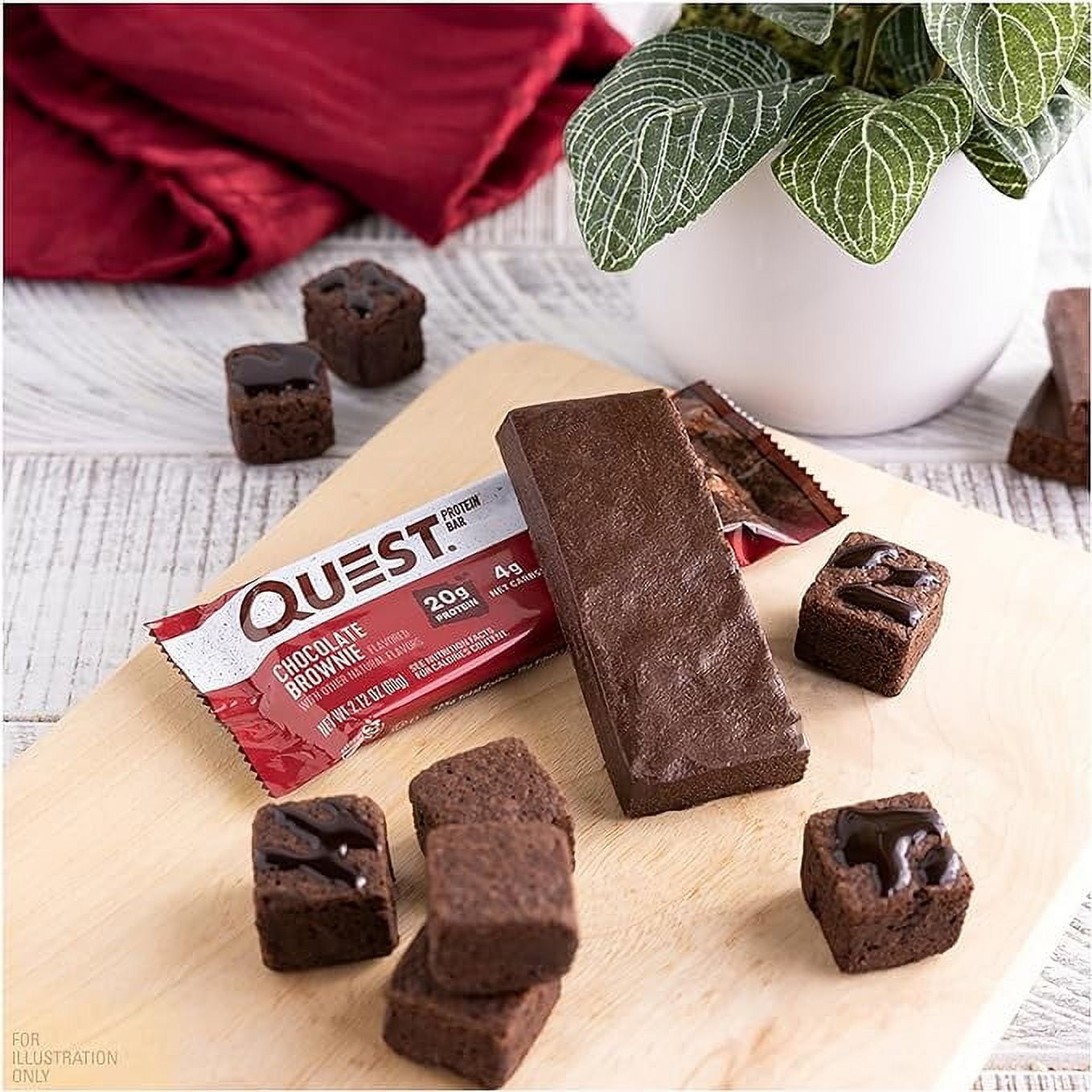 QUEST NUTRITION CHOCOLATE BROWNIE PROTEIN BARS 20G PROTEIN 4G NET CARBS 1G SUGAR GLUTEN FREE KETO FRIENDLY 4 COUNT