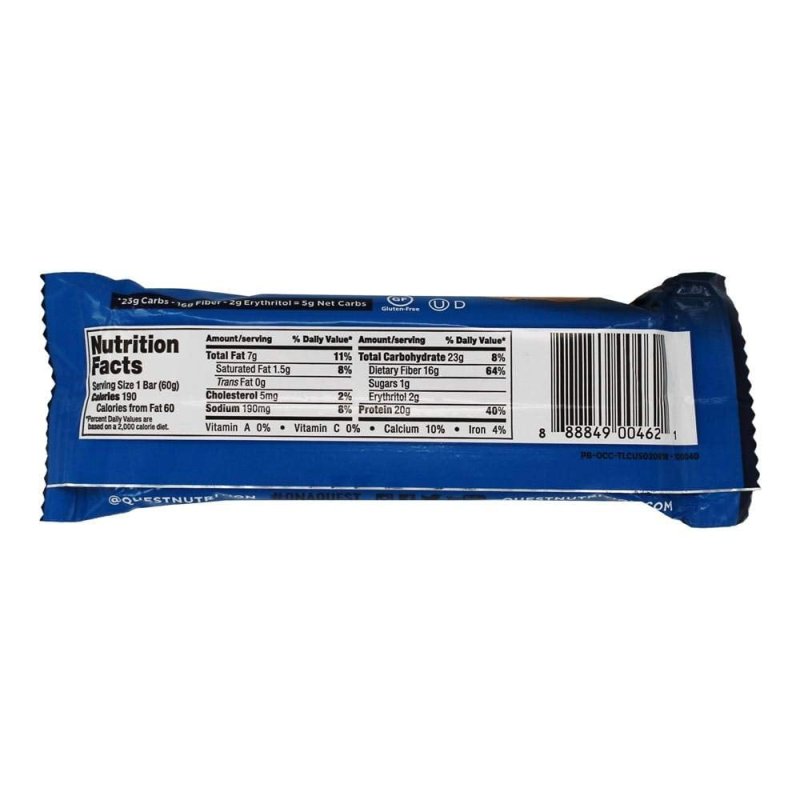 QUEST NUTRITION PROTEIN BAR - OATMEAL CHOCOLATE CHIP FLAVOR - 2.1 OZ BAR - PACK OF 1