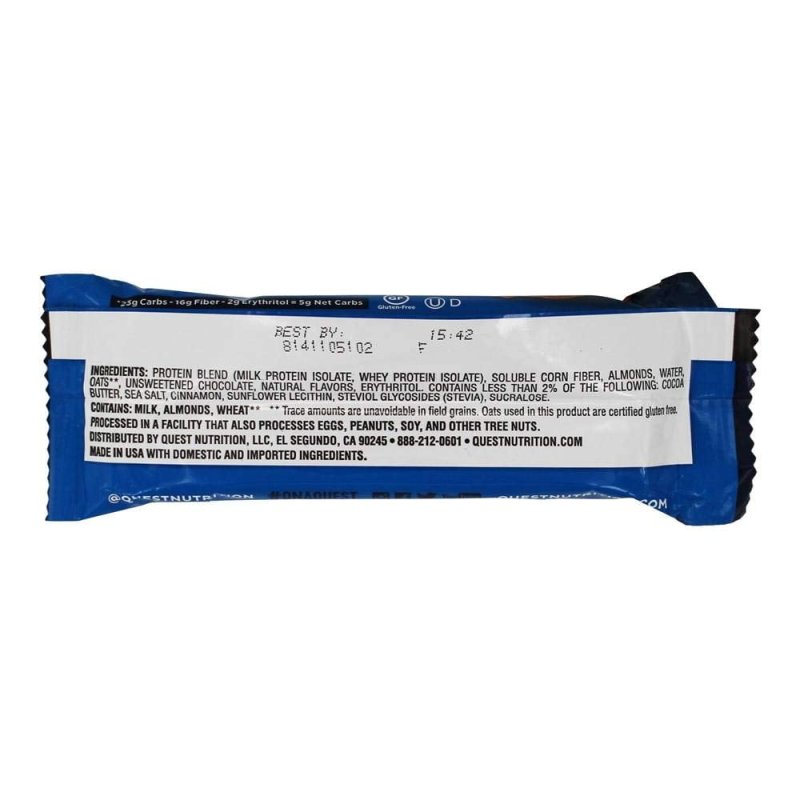 QUEST NUTRITION PROTEIN BAR - OATMEAL CHOCOLATE CHIP FLAVOR - 2.1 OZ BAR - PACK OF 1