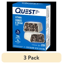 QUEST NUTRITION CRISPY HERO PROTEIN BARS 3 PACK LOW CARB GLUTEN FREE COOKIES & CREAM 4 COUNT