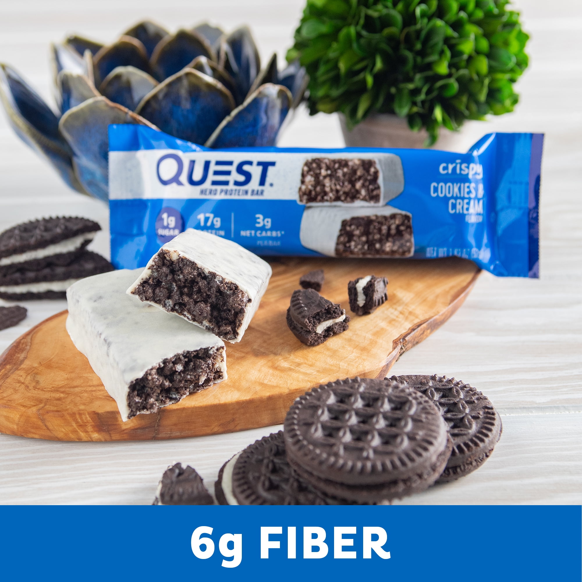 QUEST NUTRITION CRISPY HERO PROTEIN BARS 3 PACK LOW CARB GLUTEN FREE COOKIES & CREAM 4 COUNT