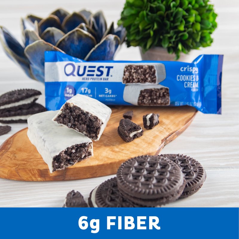 QUEST NUTRITION CRISPY HERO PROTEIN BARS 3 PACK LOW CARB GLUTEN FREE COOKIES & CREAM 4 COUNT