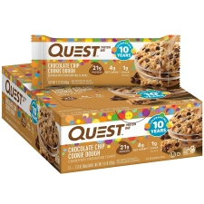QUEST NUTRITION CHOCOLATE CHIP COOKIE DOUGH PROTEIN BARS HIGH PROTEIN LOW CARB GLUTEN FREE KETO FRIENDLY 12 COUNT