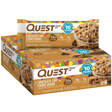 QUEST NUTRITION CHOCOLATE CHIP COOKIE DOUGH PROTEIN BARS HIGH PROTEIN LOW CARB GLUTEN FREE KETO FRIENDLY 12 COUNT