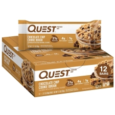 QUEST NUTRITION CHOCOLATE CHIP DOUGH COOKIE PROTEIN BARS 21G PROTEIN 1G SUGAR 4G NET CARB GLUTEN FREE KETO FRIENDLY 12 COUNT