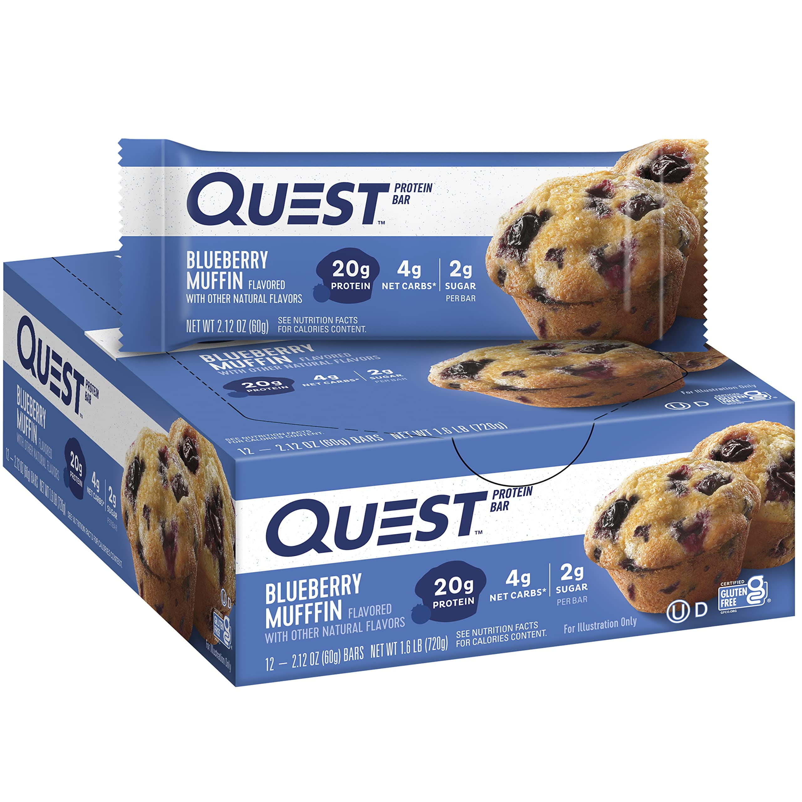 QUEST BLUEBERRY MUFFIN PROTEIN BARS HIGH PROTEIN LOW CARB GLUTEN FREE 12 COUNT AND CHOCOLATEY PEANUT COATED CANDIES 1G SUGAR 10G PROTEIN 4G NET CARBS KETO FRIENDLY 12 COUNT