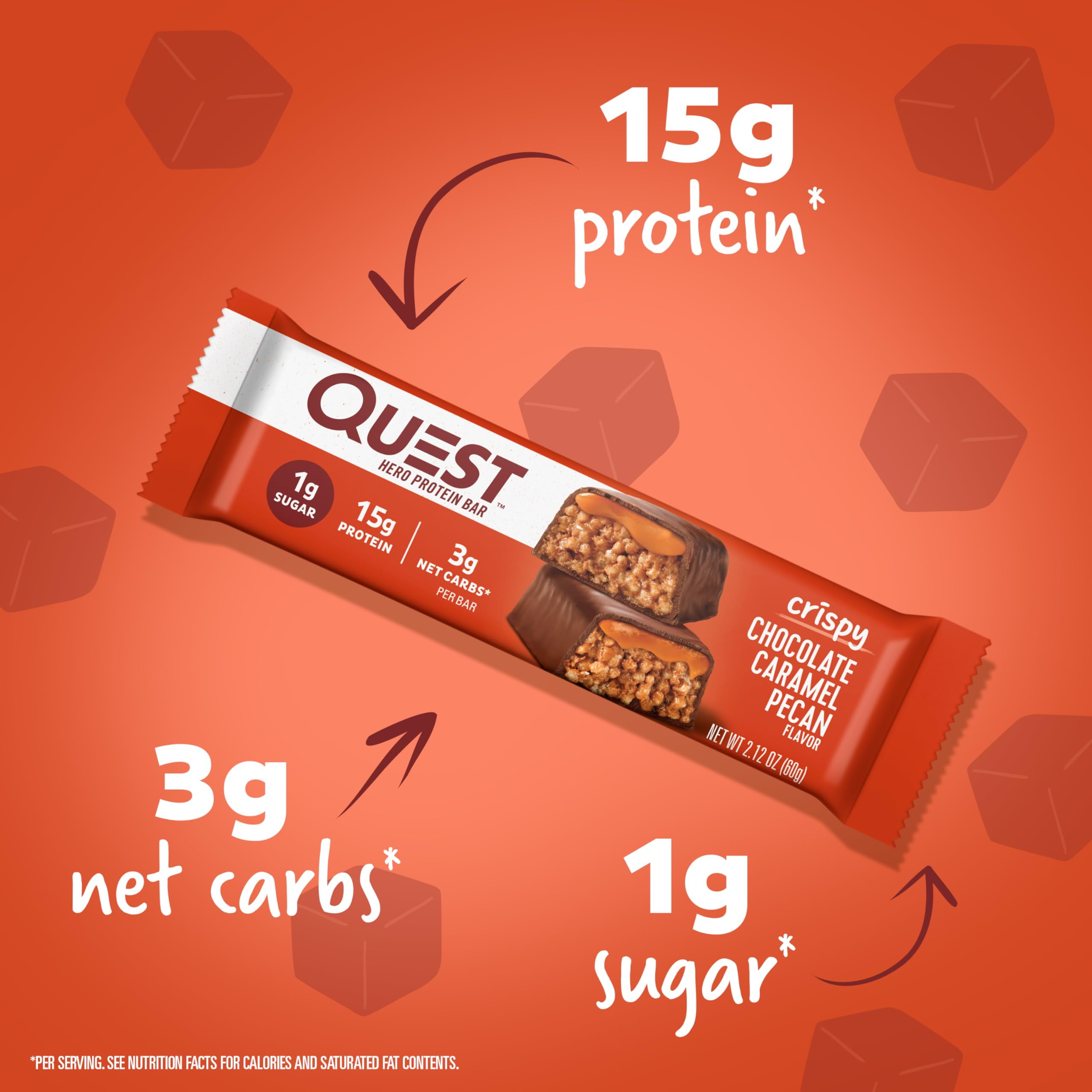 QUEST NUTRITION CRISPY CHOCOLATE CARAMEL PECAN & CHOCOLATE PEANUT BUTTER HERO PROTEIN BARS - HIGH PROTEIN LOW CARB GLUTEN FREE KETO FRIENDLY - 15G PROTEIN 1G SUGAR 3G NET CARB